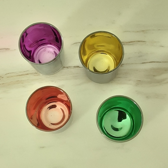 4 Chrome Glass Tealight Votive Candle Holders - Picture 2 of 4